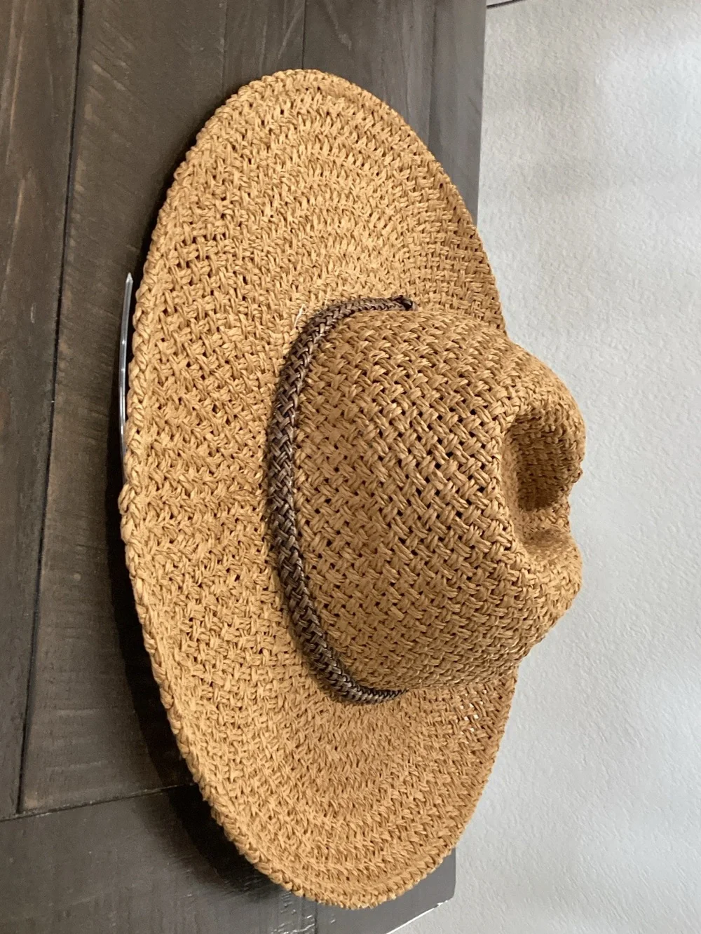 Wide Brim Woven Straw Hat in Natural Tan